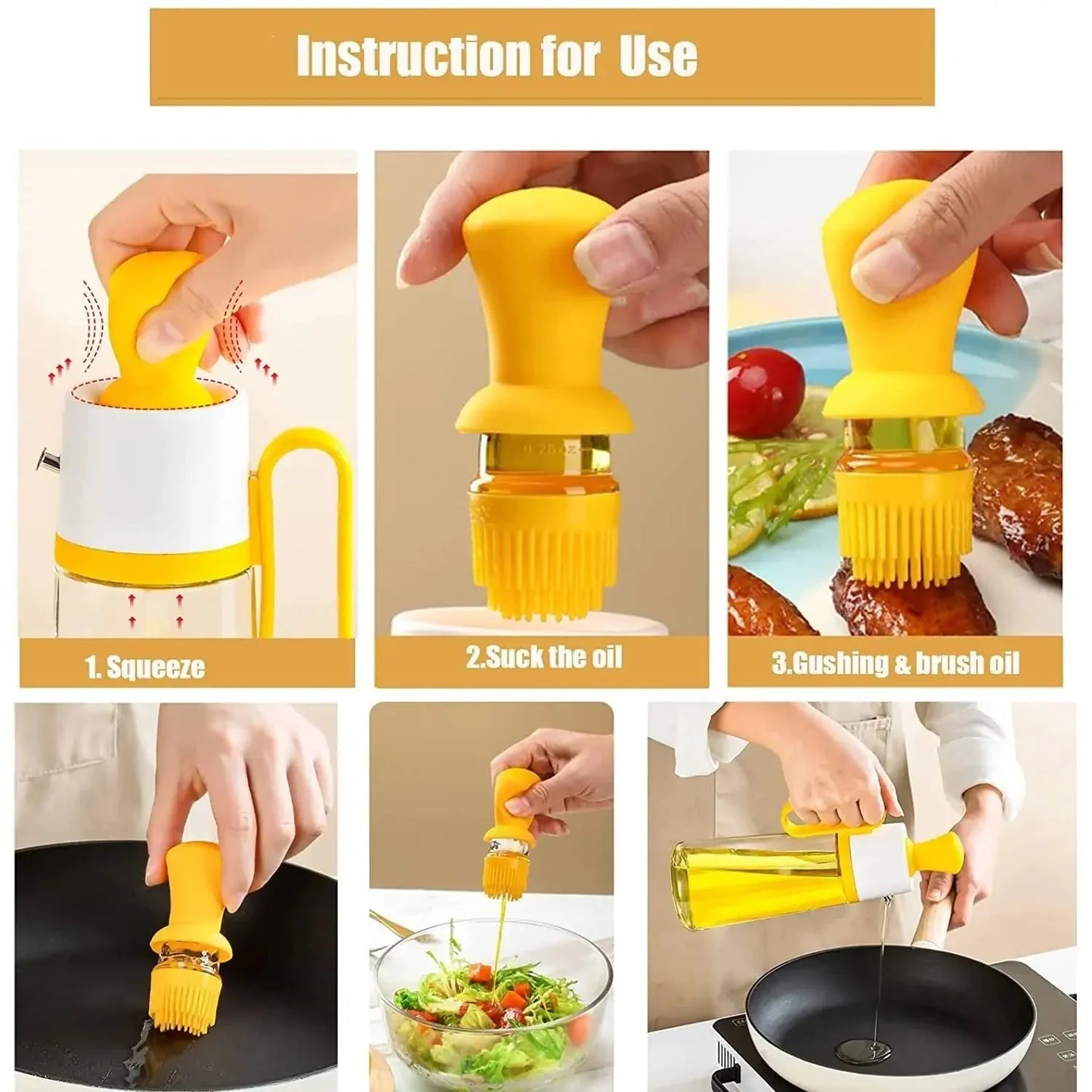 3 in 1 Oil Dispenser With Brush
