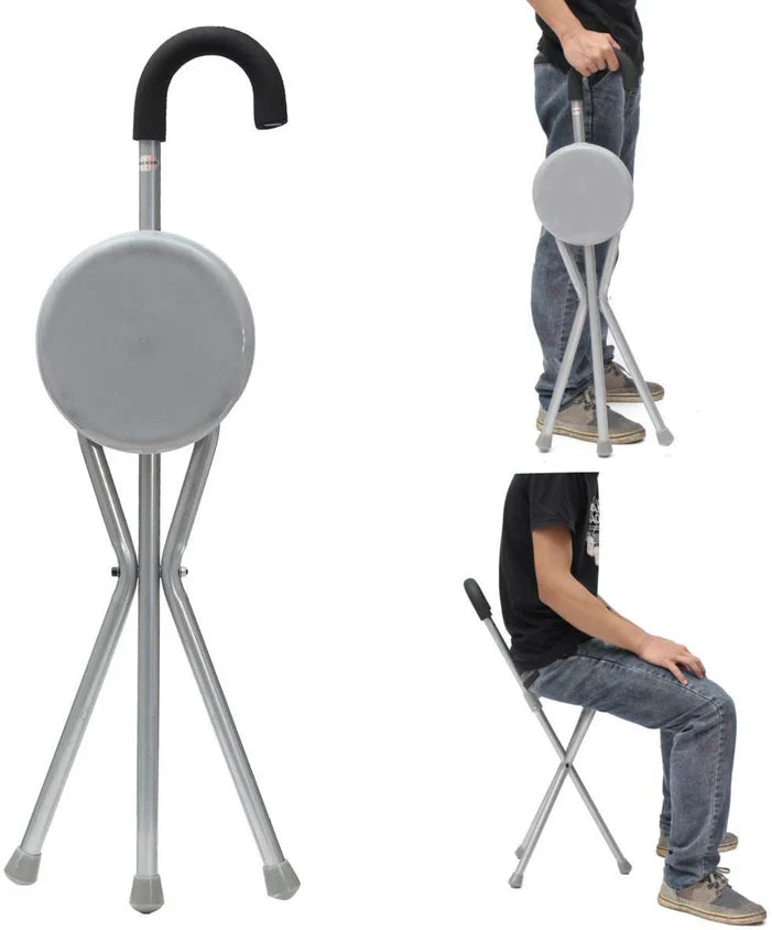 Foldable Walking Stick With Seat