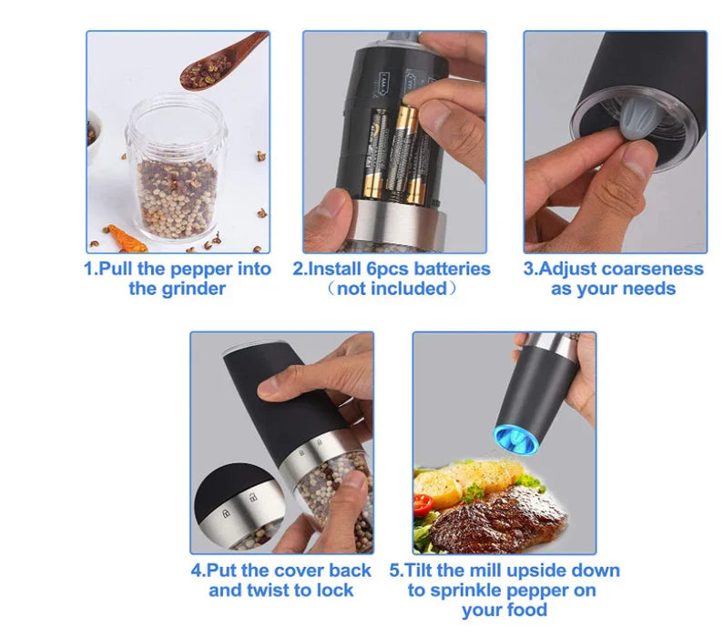 GeniusPicks Electric Salt & Pepper Grinder