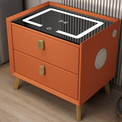 Nightstand with Bluetooth Speaker LED Light and Wireless Charger