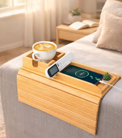 Bamboo Wood Couch Cup Holder