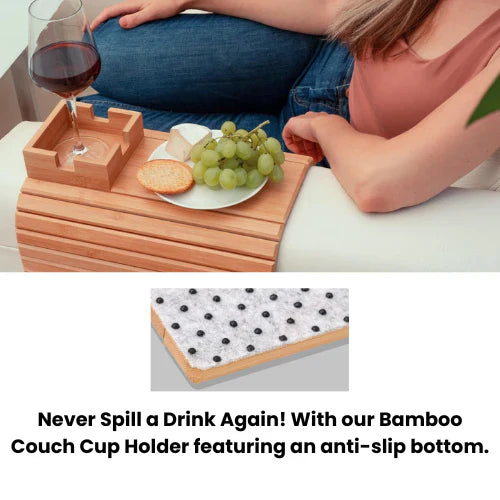 Bamboo Wood Couch Cup Holder