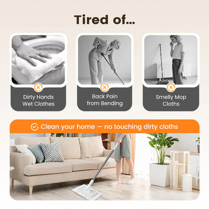 Disposable Dust Mop with 2 Reusable Cloths