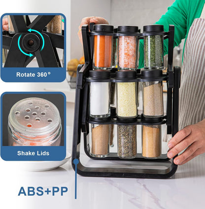 Rotating Spice Rack with 18 Jars